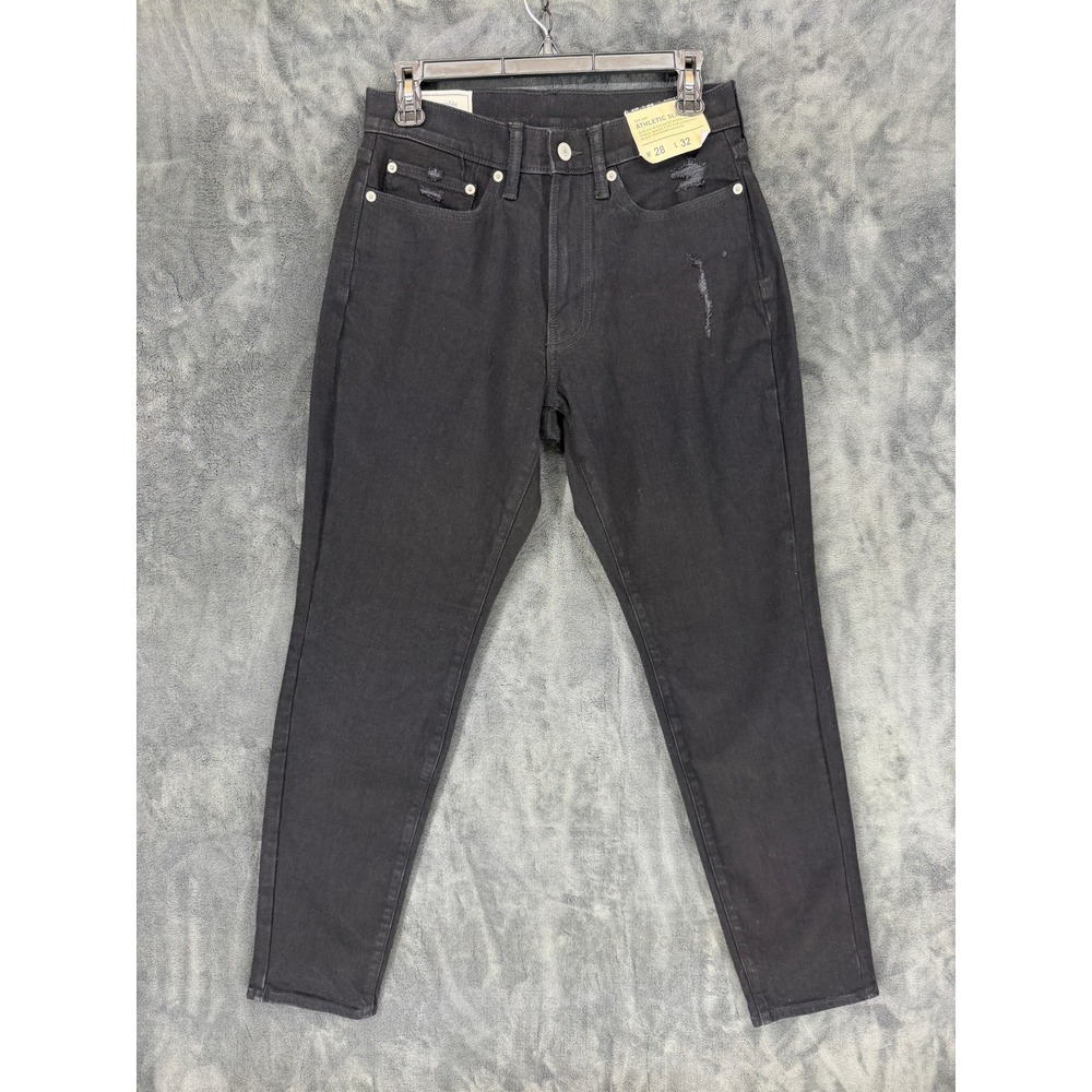 Abercrombie Fitch Athletic Slim Jeans Black Distressed W28 L32 Mid Rise